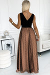 Black Polka Dot Mesh Overlay Sleeveless Maxi Dress-Dresses-MomFashion