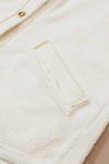 Beige Button-Up Stitching Pocket Raw Hem Shacket-Outerwear-MomFashion