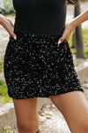 Black Sequin Bodycon Mini Skirt-Bottoms-MomFashion