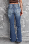 Blue Distressed Flare Jeans-Bottoms-MomFashion