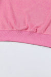 Pink Drop Shoulder Ribbed Trim Oversized Sweatshirt-Tops-MomFashion