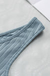 Blue Ribbed Crop Tank Drawstring Lounge Pants Set-Loungewear-MomFashion