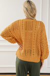 Ginger Cable Knit Hollow Out Drop Shoulder Sweater-Tops-MomFashion