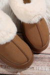 Chestnut Plush Suede Trim Thick Sole Flat Snow Boots-Shoes & Bags-MomFashion