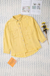 Yellow Distressed Fringe Trim Denim Jacket-Outerwear-MomFashion