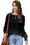 Black Marble Print Dolman Sleeve Top-Tops-MomFashion