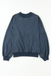 Sky Blue Drop Shoulder Crew Neck Pullover Sweatshirt-Tops-MomFashion