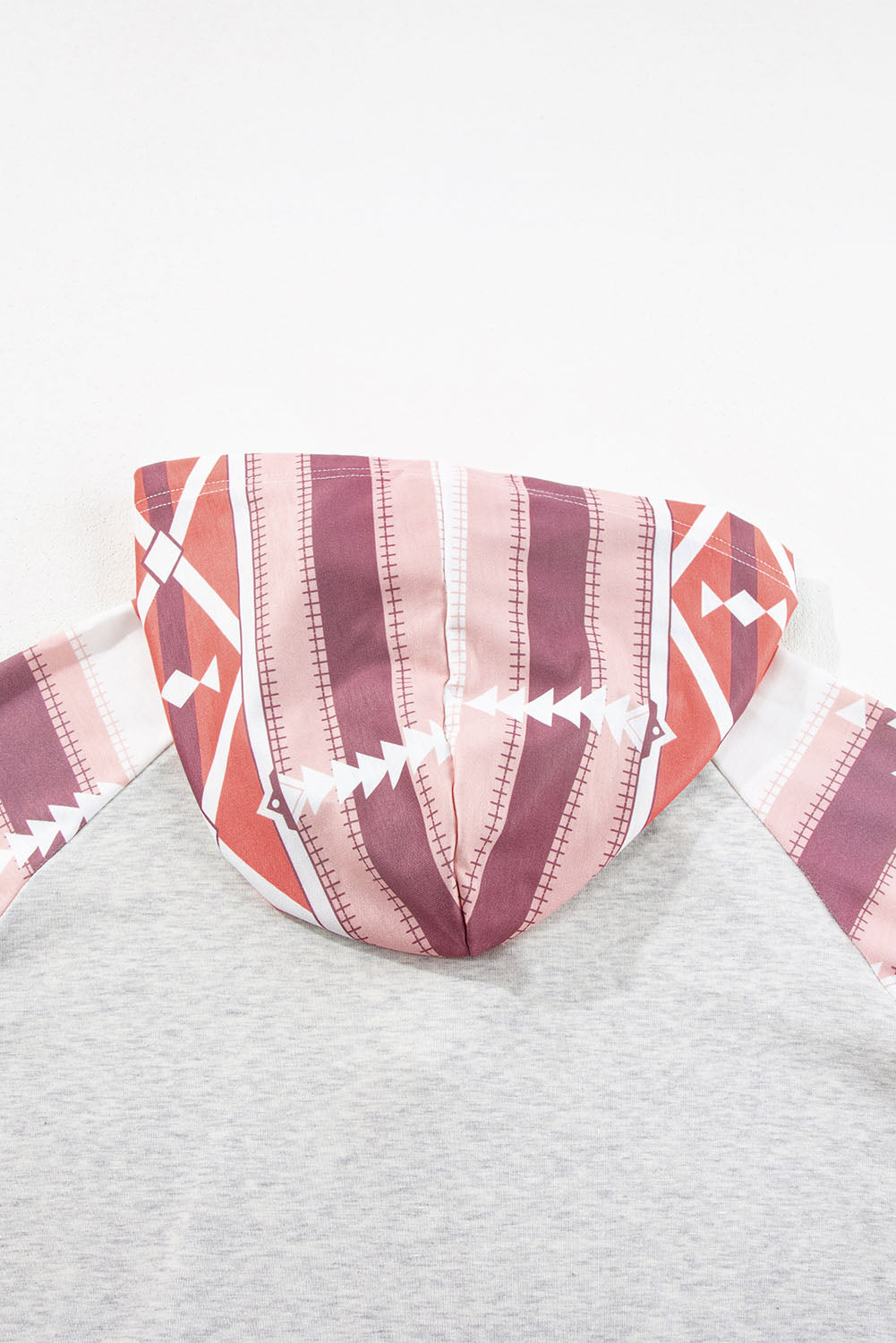 Western Aztec Print Patchwork Double Hood Hoodie-Tops-MomFashion