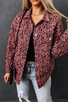 Pink Stars & Animal Spots Print Button Up Denim Shacket-Outerwear-MomFashion