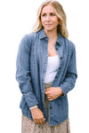 Sky Blue Button-up Long Sleeve Denim Shirt Jacket-Outerwear-MomFashion