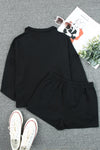 Black Ribbed Zipper Sweatshirt and High Waist Shorts Set-Loungewear-MomFashion