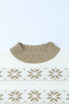 White Christmas Snowflake High Neck Knit Sweater-Tops-MomFashion