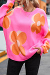 Flower Pattern Slouchy Sweater-Tops-MomFashion