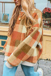 Gold Flame Vintage Checkered Fleece Baggy Sweatshirt-Tops-MomFashion