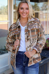 Brown Aztec Print Flap Pocket Button-up Jacket-Outerwear-MomFashion