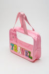 Light Pink TRAVEL Chenille Letter Clear PVC Makeup Bag-Accessories-MomFashion