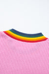 Bonbon Merry & Bright Colorful Stripes Trim Sweater-Tops-MomFashion