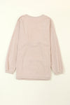 Apricot Ribbed Corded Oversized Sweatshirt-Tops-MomFashion