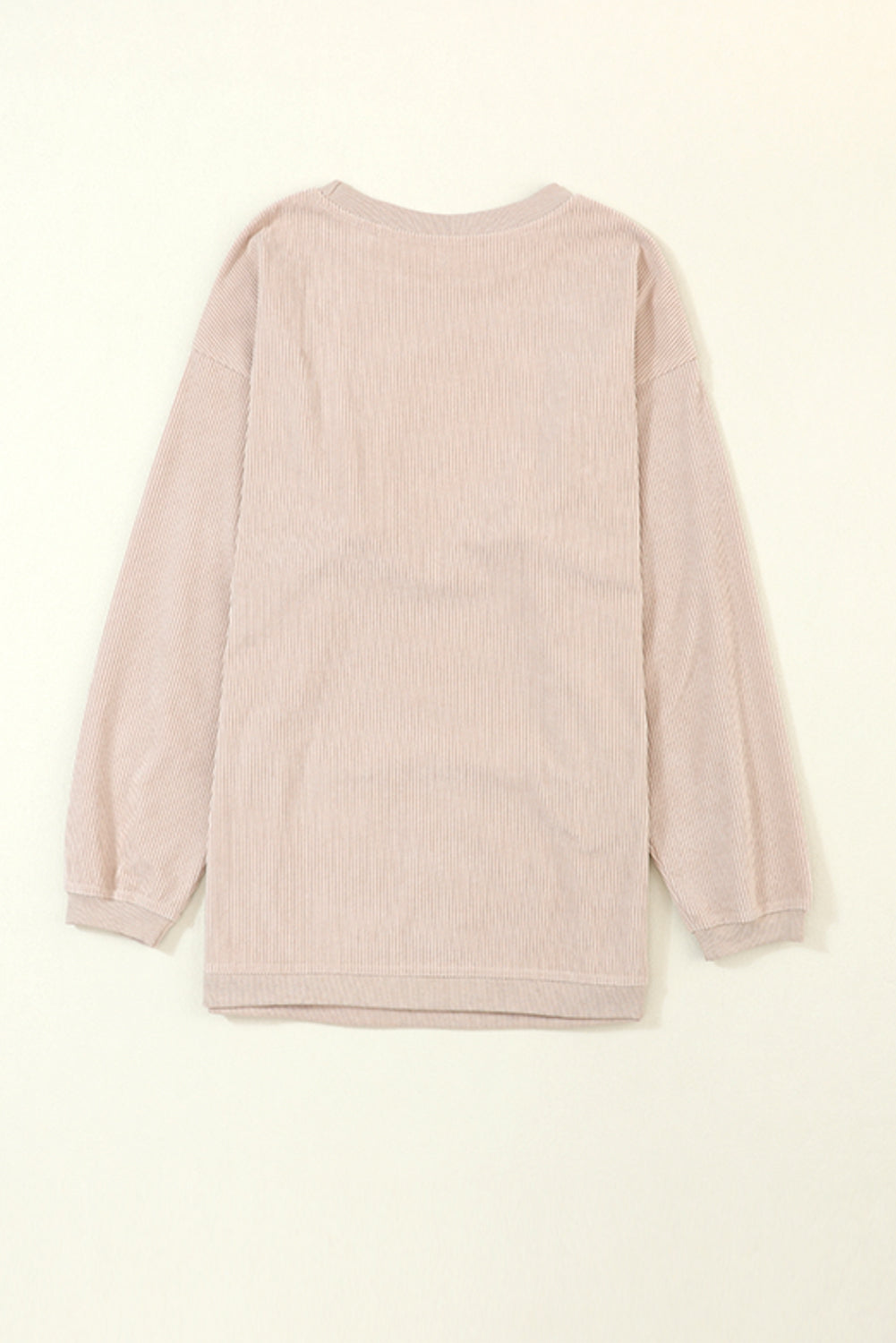 Apricot Ribbed Corded Oversized Sweatshirt-Tops-MomFashion