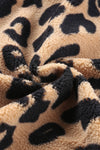 Black Contrast Trimmed Leopard Teddy Shacket-Outerwear-MomFashion