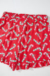 Red Christmas Candy Cane Print Pocketed Knotted Pajama Set-Loungewear & Sleepwear/Sleepwear-MomFashion