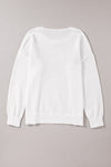 White Holly Jolly Round Neck Casual Sweater-Tops-MomFashion