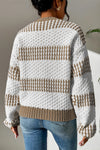 Multicolour Vertical Stripes Two Tones Drop Shoulder Sweater-Tops-MomFashion