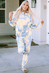 Multicolor Tie Dye Henley Top and Drawstring Pants Outfit-Loungewear-MomFashion