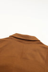 Brown Collared Asymmetric Ribbed Detail Motor Jacket-Outerwear-MomFashion