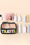 Black TRAVEL Chenille Letter Clear PVC Makeup Bag-Accessories-MomFashion