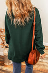 Duffel Green Oversized Drop Shoulder Split Hem Sweatshirt-Tops-MomFashion