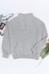 Gray Zipped Funnel Neck Kangaroo Pocket Sweatshirt-Tops-MomFashion