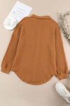 Brown Waffle Knit Button Up Casual Shirt-Tops-MomFashion