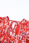 Fiery Red Multicolor Floral Ruffled Crop Top and Maxi Skirt Set-Dresses-MomFashion