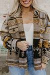 Brown Western Aztec Print Jacket-Outerwear-MomFashion