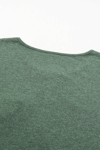 Mist Green Long Sleeve Snap Button Henley Top-Tops-MomFashion