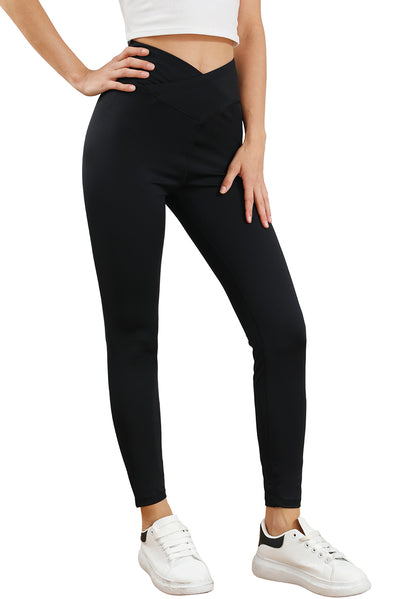 Black Arched Waist Seamless Active Leggings-Activewear-MomFashion