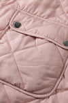 Pink Fleece Lined Quilted Vest Coats-Outerwear-MomFashion