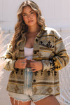 Brown Western Aztec Print Jacket-Outerwear-MomFashion