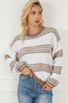 Multicolour Vertical Stripes Two Tones Drop Shoulder Sweater-Tops-MomFashion