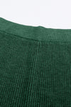 Green Knitted V Neck Sweater and Casual Pants Set-Loungewear-MomFashion