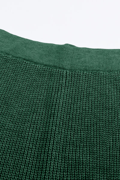 Green Knitted V Neck Sweater and Casual Pants Set-Loungewear-MomFashion