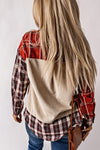 Plaid Corduroy Patchwork Shacket-Outerwear-MomFashion