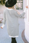 White Striped Side Pockets Open Front Cardigan-Tops-MomFashion