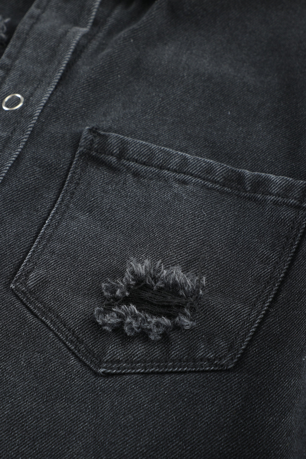 Black Ripped Denim Jacket-Outerwear-MomFashion