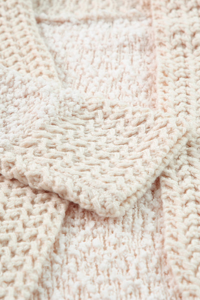 Apricot Popcorn Knit Open Front Cardigan-Tops-MomFashion