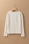 Beige Solid Textured Thumbhole Sleeve Top-Tops-MomFashion