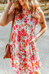 White Ruffled Tank Floral Dress-Dresses-MomFashion