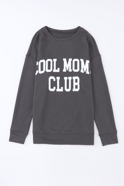 Gray COOL MOMS CLUB Drop Shoulder Sweatshirt-Tops-MomFashion