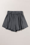 Gray Elastic Waist Culotte Shorts-Bottoms-MomFashion